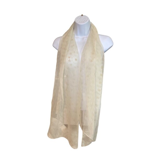 Ivory Sheer Rectangle Scarf Lightweight Romantic Wrap Minimalist Layer - Picture 1 of 7